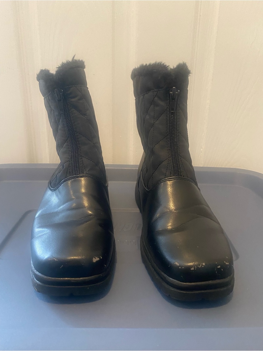 Weatherproof Black Quilted Faux Fur Winter Boots